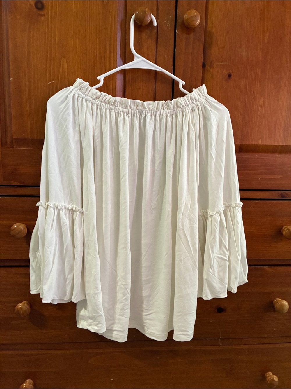 Patrizia Luca Off-Shoulder White Peasant Blouse
